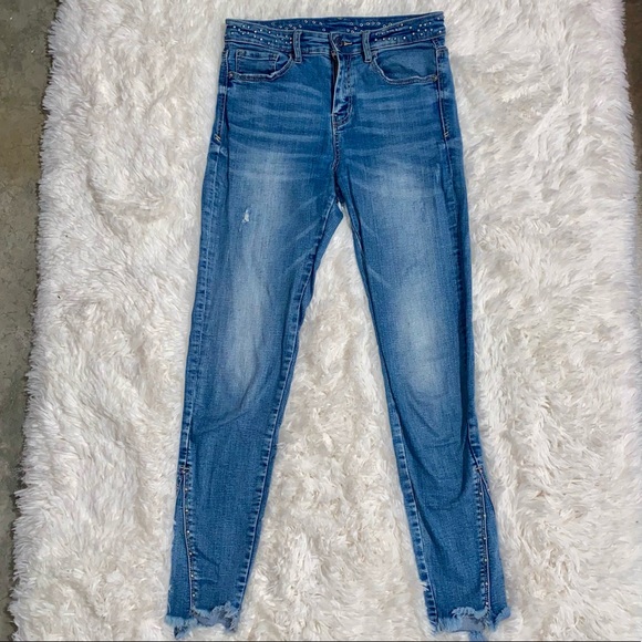 stradivarius Denim - Stylish Stradivarius High Waist Stretchy Jeans Denim with silver dots